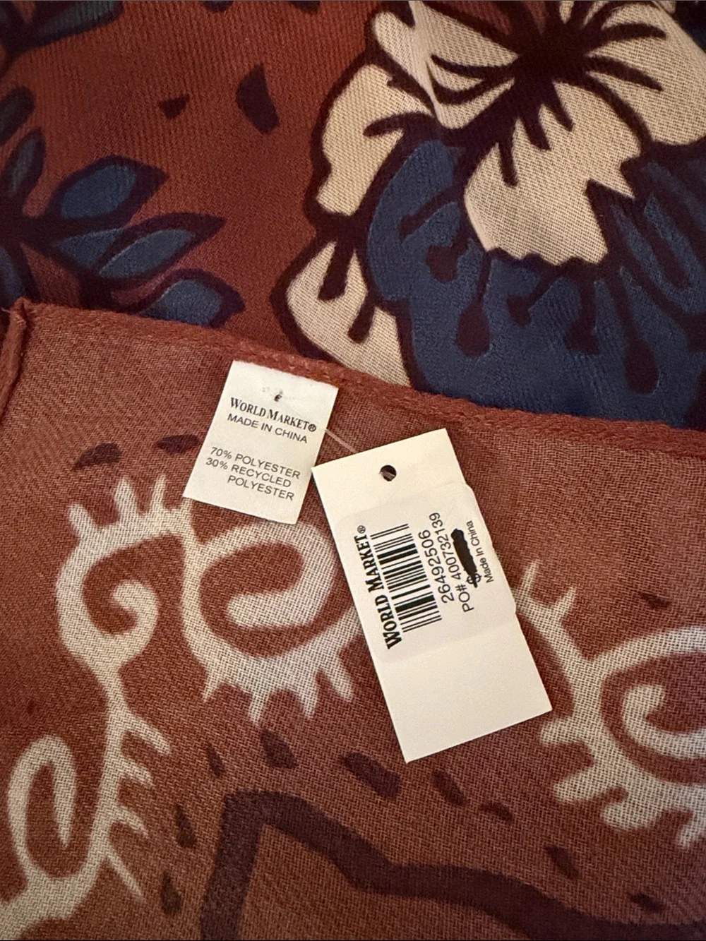 Rust Floral Lightweight Scarf - Unbranded